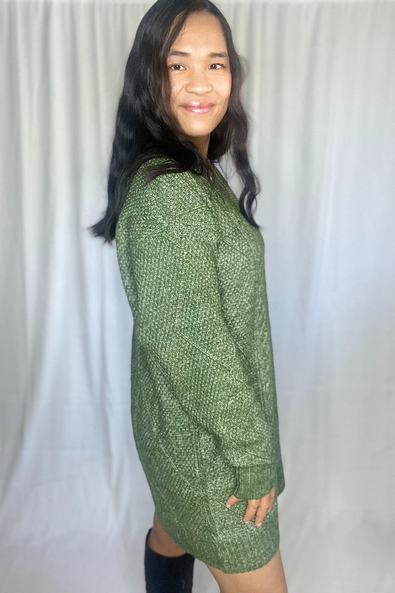 mist green cable knit sweater dress perfect for fall and winter season. sweater dress is great for chilly days. 