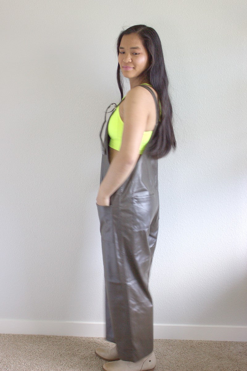 faux leather jumpsuits