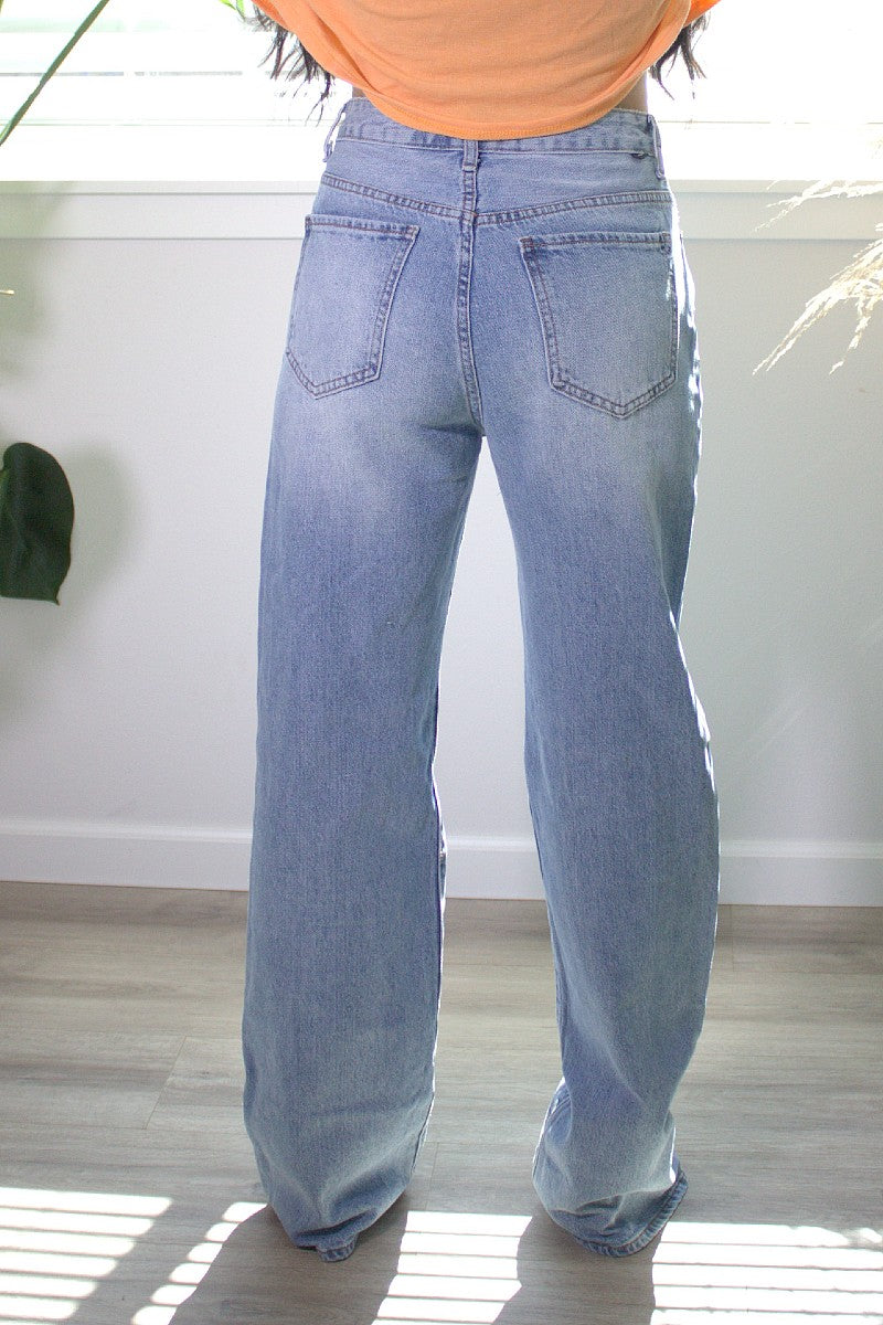 high rise distressed jeans for women