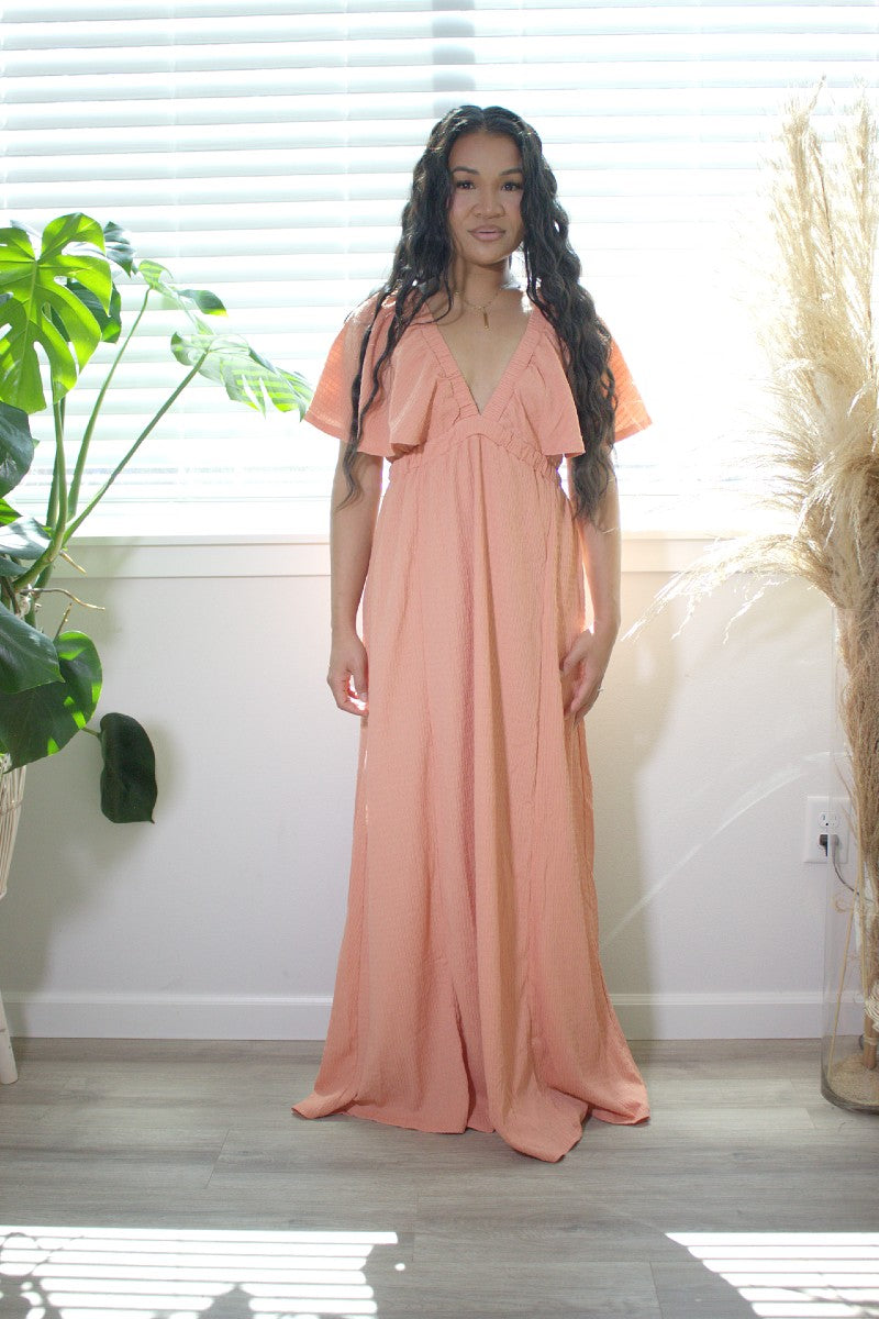 v-neck maxi dress casual 